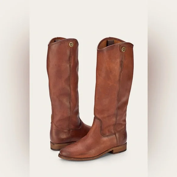 Frye Melissa 2-Button Cognac Leather Boot - Picture 1 of 12